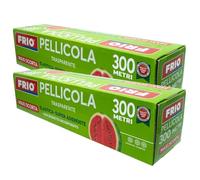 FRIO - 2 rouleaux de film alimentaire 600 m - Superadhérent - Trousse professionnelle avec scie - Élastique et auto-scellant pour stockage et emballage - Idéal pour conteneurs et bacs métalliques