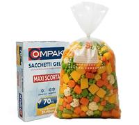 FRIO 70 sacs de congélation grands 29x42 cm | Pack économique pour aliments, congélateur et cuisine | Sacs avec cordon de fermeture et étiquette date/contenu | Résistants et durables, grande capacité