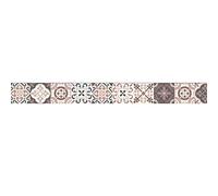Frise adhésive autocollante 5 cm X 300 cm, décoration murale style industriel, tons rouges et gris, tomettes.