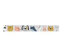 Frise adhésive autocollante pour chambre d'enfant, déco rigolote avec têtes d'animaux, 10 cm X 300 cm. Décorez votre pièce avec cette frise amusante!