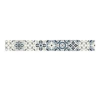 Frise décorative adhésive, borgatella bleu, motif de carreaux de ciment ancien, 9 cm X 300 cm