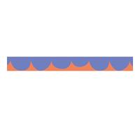 Frise décorative adhésive, festonnée irrégulier orange et bleu, motif géométrique, enfant, 5 cm X 300 cm