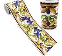 Frise Murale Adhesive 10M Auto-adhésif Totem Floral Autocollant Mural Taille Ligne Papier Peint frontières Autocollants Bricolage décor à la Maison Carreaux de Verre décoration papiers(Waist Line 7)