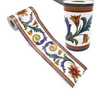 Frise Murale Adhesive 10M Auto-adhésif Totem Floral Autocollant Mural Taille Ligne Papier Peint frontières Autocollants Bricolage décor à la Maison Carreaux de Verre décoration papiers(Waist Line 5)