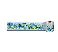 Frise Murale Autocollant Papier Peint Imperméable en PVC - Plinthe de Cuisine et Salle de Bain - Décor Mural Fleur Bleue 10cm x 240cm