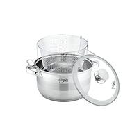 Friteuse 3 pièces en acier inoxydable 18/10 de qualité supérieure avec panier à induction Ø 24 × 14,5 cm, casserole 6,6 l avec couvercle