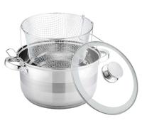 Friteuse 6,5 L en acier inoxydable avec couvercle en verre, compatible induction, friteuse à frites