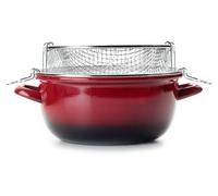 Friteuse avec panier, 24 cm, en acier émaillé, compatible avec les plaques à induction