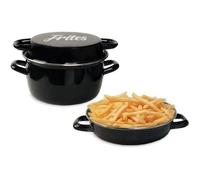 Friteuse - BAUMALU - Standard - Émail - 26 cm - Noir - Avec panier et couvercle