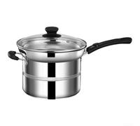 Friteuse en acier inoxydable 22 cm avec insert vapeur pour induction | Acier inoxydable robuste, compatible induction et gaz, idéal pour la friture quotidienne à la maison