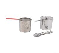 Friteuse en acier inoxydable avec couvercle filtrant - Pot d'huile facile à nettoyer pour frites, beignets, ailes - Poêle de cuisine résistante à la chaleur 13 x 12 cm