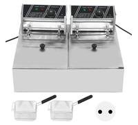 Friteuse - Friteuse - Double cuve - Friteuse électrique professionnelle - Température réglable - 500W