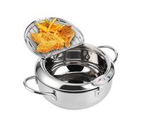 Friteuse Marmite Japonais Mini en Acier Inoxydable avec Thermomètre Compatible Cuisinière à Induction 24cm 3,4L