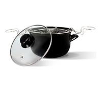Friteuse - MENASTYL - 3645579 - En acier émaillé - Noir - 20 cm - Avec couvercle et panier - Tous feux dont induction