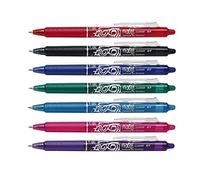 Frixion Clicker Lot de 7 stylos roller effaçables rétractables Rouge/bleu clair/bleu foncé/vert/rose/violet/noir/ 0,7 mm