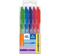Frixion Fr7 Heat/Friction Erasable Rollerball Pen Medium Tip 0.7mm Floral Pillow - Lime Green, Light Blue, Purple, Pink And Orange (Pack Of 5)
