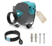 Froadp 20m Enrouleurs de Câbles électriques, Enrouleur Automatiques avec Rotation 180° Support Mural, Fils Prolongateur électrique avec Protection Contre les Surcharges(Bleu)