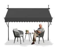 Froadp 250x120cm Auvent à Serrage avec Manivelle Rétractable Résistant UV Imperméable Auvent Stores pour Patio Jardin sans Perçage(Gris foncé)