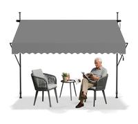 Froadp 250x120cm Auvent à Serrage avec Manivelle Rétractable Résistant UV Imperméable Auvent Stores pour Patio Jardin sans Perçage(Gris Clair)