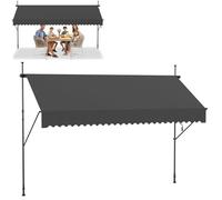 Froadp Auvent Rétractable Manuel Store Fenêtre Terrasse Jardin Extérieur Store Balcon, Manivelle, Hauteur Réglable, Résistant UV, Polyester, 300 x 120 cm, Gris