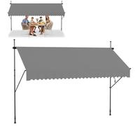 Froadp Auvent Rétractable Manuel Store Fenêtre Terrasse Jardin Extérieur Store Balcon, Manivelle, Hauteur Réglable, Résistant UV, Polyester, 350 x 120 cm, Gris clair