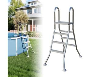Froadp Échelle de piscine en acier inoxydable avec 3 marches antidérapantes - Charge maximale : 150 kg - Pour piscine et piscine - Hauteur jusqu'à 110 cm - Argenté