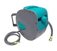 Froadp Enrouleurs de Tuyaux Automatique, Tuyau à Air Comprimé Enrouleur avec 1/4" Butée de Flexible et Raccord Rapide, Tambour de Tuyau Pivotant à 180° Montage Mural(20m, Gris)