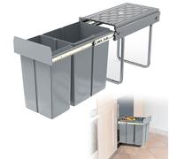 Froadp - Poubelle de cuisine encastrable, extractible, avec collecteur de déchets, 2 compartiments, système de séparation des déchets, extraction complète avec guides télescopiques, 48 x 26 x 41,8 cm