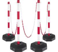 Frobin Poteaux de délimitation - 4 pièces - Poteaux de parking - Poteaux de sécurité/d'avertissement - Robustes - Hauteur 84 cm - ABS - Rouge-Blanc