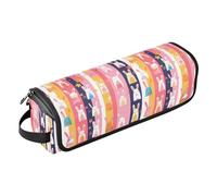 FRODOTGV Étui de voyage pour nouveau-nés lapin ours bonbon beignet peinture à l'huile fer à friser pour femme, étui de transport amovible double couche avec tapis en fer pour outils chauds, fers plats