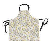 FRODOTGV Tablier de barbier avec poches, motif sportif, icônes de tennis, tablier de barbier pour homme, tablier de serveuse imperméable, Icônes de tennis plates jaune, Taille unique
