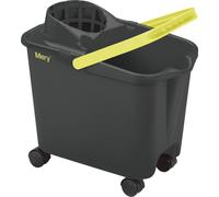 Fröhlich Seau d'essuyage Pelle avec roues pivotantes Pelle avec large surface d'égouttage Résistance maximale Gris Capacité 14 litres