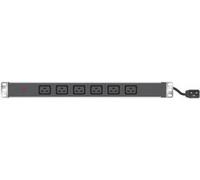 FROEHLICH & WALTER Bâti de prises 19 6 x IEC19 femelles dans boîtier aluminium 1U, 3 x 1,5mm câble 2,5m, RAL 9005 noir (808904)