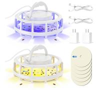 Frogoom Lot de 2 pièges à puces améliorés pour l'intérieur de votre maison avec 6 coussinets adhésifs, pièges lumineux anti-puces pour gérer les puces dans la maison, lampe à puces suspendue avec