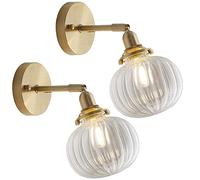 FROIDEXG Applique Murale Moderne Simple Tête E14 Intérieur Sphérique en Verre Applique Murale Corps De Lampe en Cuivre Applique Murale en Cuivre pour Chambre Étude De Chevet 1 Paquet/2 Paquets