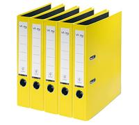 FROM Lot de 5 dossiers A4, en carton avec couverture en plastique, largeur du dos 50 mm, à partir de Leitz , Pour 350 feuilles, carton certifié FSC, pour l'école, l'étude et la maison, jaune, 10561015