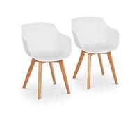 Fromm & Starck Chaise Design Scandinave De Salle À Manger Cuisine Salle D'attente Terrasse Visiteur Star_Seat_17 (150 kg Max, Siège 41 x 40 cm, Hauteur 44 cm, Coloris Blanc, Plastique/Bois)