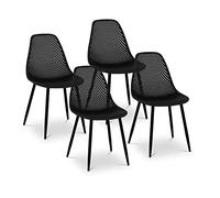 Fromm & Starck Chaise Design Scandinave De Salle À Manger Cuisine Salle D'attente Terrasse Visiteur Star_Seat_13 (150 kg Max, Siège 46 x 51,5 cm, Hauteur 46 cm, Coloris Noir, Plastique/Acier)