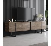 Fropa meuble tv avec placards aspect bois de noyer et détails noirs 180cm