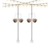 FROPIJ Lot de 2 guirlandes lumineuses avec 2 types de crochets de berger de 2,4/3 m - Piquet à 5 branches pour guirlandes lumineuses et décorations lumineuses (2,4 m)