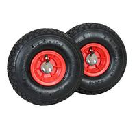 FROSAL Lot de 2 roues de diable avec fixation de roue - Roue de rechange pour chariot de transport 260 x 85 mm 3.00-4 - Roue pour diable - Roue de chariot avec bouchon d'essieu - Enjoliveur