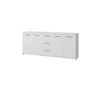 Froschkönig24 Forte PILVI 180 Grand Buffet en Bois avec 4 Portes et 3 tiroirs, Blanc, 179 cm de Large, 74,1 cm de Haut, 42 cm de Profondeur