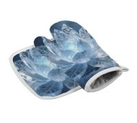 Frost Lotus Ensemble de gants de cuisine lumineux avec cordon, gant de cuisine, isolation thermique, gant de cuisine pour la pâtisserie, la cuisine, le grill, le micro-ondes