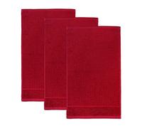 Frottana Lot de 3 Serviettes d'invité Pearl 30 x 50 cm 100% Coton Rubis