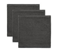 Frottana Pearl Lot de 3 essuie-Mains 100% Coton, Gris Graphite, 30 x 30 cm