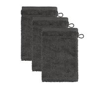 Frottana Pearl Lot de 3 Gants de Toilette 100% Coton Graphite 15 x 20 cm