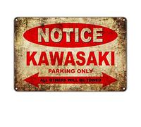 Froy Notice Kawasaki Motorcycles Parking Only Mur en Métal Signe Rétro Fer Affiche Peinture Plaque Tôle Vintage Décoration Artisanat pour Café Bar Garage Maison
