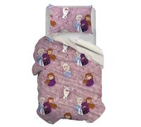 Frozen Parure de lit Simple en Coton, Rose, Sac 155 x 200, taie d'oreiller 50 x 80, Disney, 100% Coton, Produit Officiel