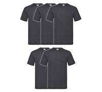 Fruit of the Loom Pack of 5 Valueweight Men's T-Shirt + Web-Textilien24 Fabric Bag - S M L XL XXL 3XL 4XL 5XL - Various Colour Sets