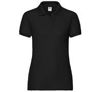Fruit of the Loom Polo à manches courtes pour femme 65 % polyester/35 % coton - Noir - XS